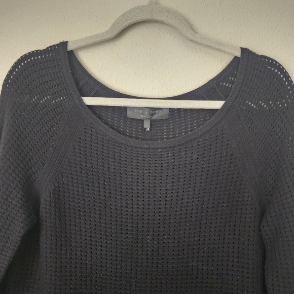 Rag & Bone Wool Cashmere Open Knit Black Long Sleeve Top Womens S - Picture 3 of 10